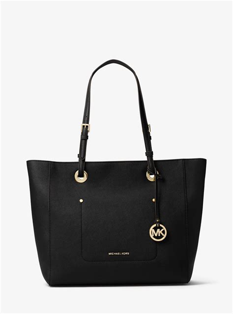 michael kors tote bag leather|Michael Kors saffiano leather tote.